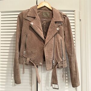 Blank NYC Taupe Suede Leather Jacket